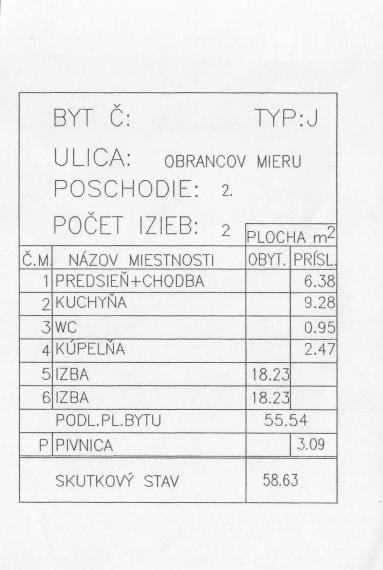 2 izbový byt na predaj, 2.p/4, Obrancov mieru, Košice- Sever