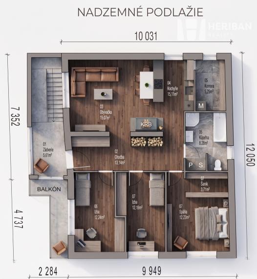 4 izb.rodinný dom s 8,3 ár.pozemkom, obec Vyšná Hutka