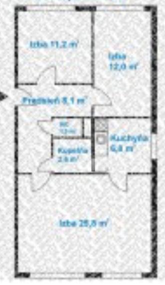 3-izb.byt, 69m2, pražský typ, Lesnícka ul, Západ-Terasa