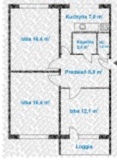 3.izb.byt s logiou, 67m2, Bielocerkevská ul, KE-Furča