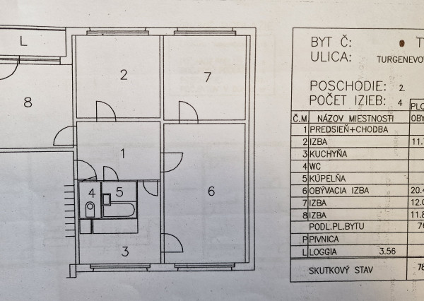 4-izb.byt s logiou, 78m2, Turgenevova ul., KE-JUH